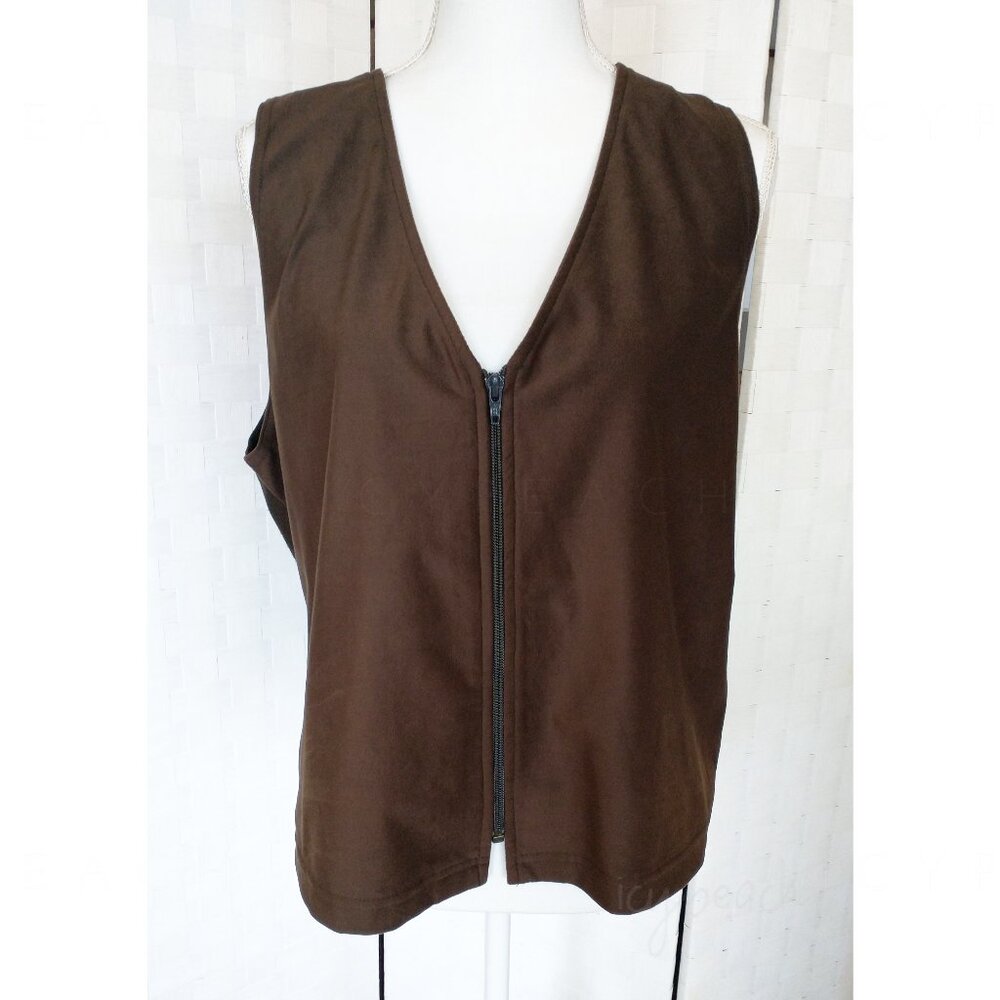 Weekenders Vest Medium Brown Vintage Preppy Coastal Grandma Lagenlook Minimalist